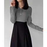 ポロニットドッキングラッフルフレアワンピース(薄手、裏地なし) | JUNOAH | 詳細画像18 