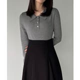 ポロニットドッキングラッフルフレアワンピース(薄手、裏地なし) | JUNOAH | 詳細画像19 