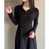 ポロニットドッキングラッフルフレアワンピース(薄手、裏地なし) | JUNOAH | 詳細画像2 