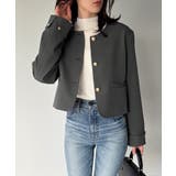 金釦ショート丈ノーカラージャケット | JUNOAH | 詳細画像10