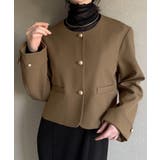 金釦ショート丈ノーカラージャケット | JUNOAH | 詳細画像8