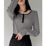 グレー | 前後2way長袖パフスリーブカットソー | JUNOAH