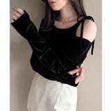 アシメ肩リボンベロアトップス | JUNOAH | 詳細画像11 