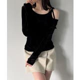 アシメ肩リボンベロアトップス | JUNOAH | 詳細画像7 