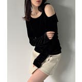 アシメ肩リボンベロアトップス | JUNOAH | 詳細画像9 