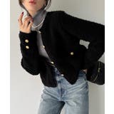 パイル編み金釦ニットジャケット | JUNOAH | 詳細画像11