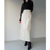 アイボリー | ツイードバックレースアップIラインスカート | JUNOAH