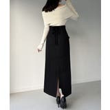 ツイードバックレースアップIラインスカート | JUNOAH | 詳細画像4