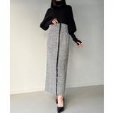 ツイードバックレースアップIラインスカート | JUNOAH | 詳細画像7