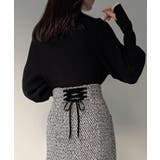 ツイードバックレースアップIラインスカート | JUNOAH | 詳細画像8