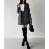 グレンチェックオーバーサイズジャケット＋フレアミニスカート(インパン付き)set | JUNOAH | 詳細画像14 