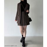 グレンチェックオーバーサイズジャケット＋フレアミニスカート(インパン付き)set | JUNOAH | 詳細画像2 