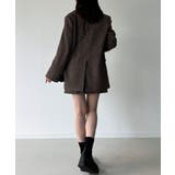 グレンチェックオーバーサイズジャケット＋フレアミニスカート(インパン付き)set | JUNOAH | 詳細画像4 