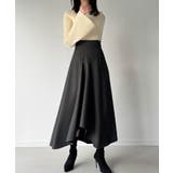 チャコール | ラッフルレースアップスカート(裏地なし) | JUNOAH