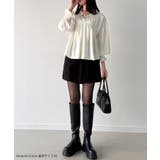 Vネックペプラムギャザーブラウス | JUNOAH | 詳細画像2 