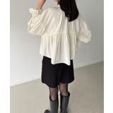 Vネックペプラムギャザーブラウス | JUNOAH | 詳細画像5 