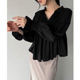 Vネックペプラムギャザーブラウス | JUNOAH | 詳細画像6 