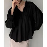 Vネックペプラムギャザーブラウス | JUNOAH | 詳細画像7 