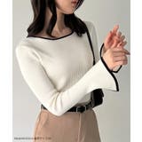 ボートネックフレアスリーブバイカラーニット | JUNOAH | 詳細画像2 