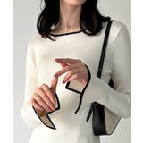 ボートネックフレアスリーブバイカラーニット | JUNOAH | 詳細画像3 