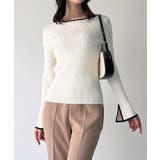 ボートネックフレアスリーブバイカラーニット | JUNOAH | 詳細画像4 