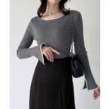 ボートネックフレアスリーブバイカラーニット | JUNOAH | 詳細画像9 