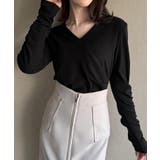 ブラック | 微起毛カシュクールドレープカットソー | JUNOAH