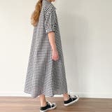 ギンガムチェックコットンロングシャツワンピース[品番 ギンガムチェックコットンロングシャツワンピース[品番