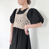 ブラック | ビスチェ付きパフスリーブマキシ丈ワンピース | JUNOAH