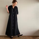 ブラック | スタンドカラーマキシ丈シャツワンピース ふんわり ゆったり | JUNOAH