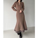 モカ | 裏起毛レイヤードデザインマーメイドワンピース | JUNOAH