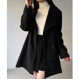 ショールカラーミドル丈ウエストシェイプフレアコート | JUNOAH | 詳細画像5