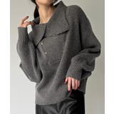 2wayネックゴールドボタンニットプルオーバー | JUNOAH | 詳細画像13 