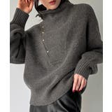 チャコール | 2wayネックゴールドボタンニットプルオーバー | JUNOAH