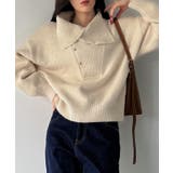 2wayネックゴールドボタンニットプルオーバー | JUNOAH | 詳細画像3 