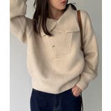 2wayネックゴールドボタンニットプルオーバー | JUNOAH | 詳細画像6 