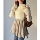 サテンドッキングバルーンニットトップス | JUNOAH | 詳細画像7 