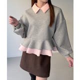 B杢グレー | フリルレイヤードスウェット | JUNOAH