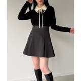 【取り外し可能リボン付き】シャギーカラーニットトップス | JUNOAH | 詳細画像1 