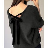 バックベロアリボンシャギーニットトップス | JUNOAH | 詳細画像2