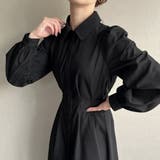 ブラック | ウエストタックバックレースアップワンピース | JUNOAH