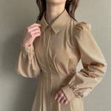 ベージュ | ウエストタックバックレースアップワンピース | JUNOAH
