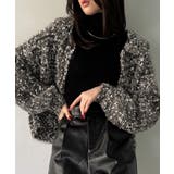 チャコール | つぶつぶミックスカラー襟付きニットカーディガン | JUNOAH