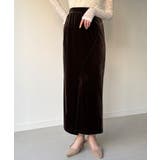 カーブラインベロアスリットスカート | JUNOAH | 詳細画像4 