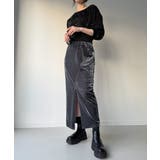 カーブラインベロアスリットスカート | JUNOAH | 詳細画像6 