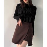 ブラック | フリルビスチェ風ドッキングリブニット | JUNOAH