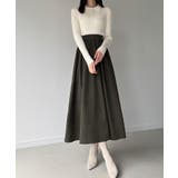 ホワイト | ポロリブニットドッキングワンピース | JUNOAH