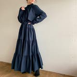 綿100% セットアップ風長袖ティアードマキシワンピース マキシ丈 | JUNOAH | 詳細画像7