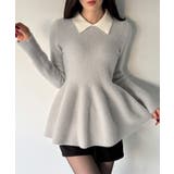 ライトグレー | シャギーペプラムニットトップス | JUNOAH