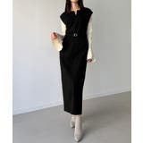 ブラック | キーネックIラインロングワンピース | JUNOAH